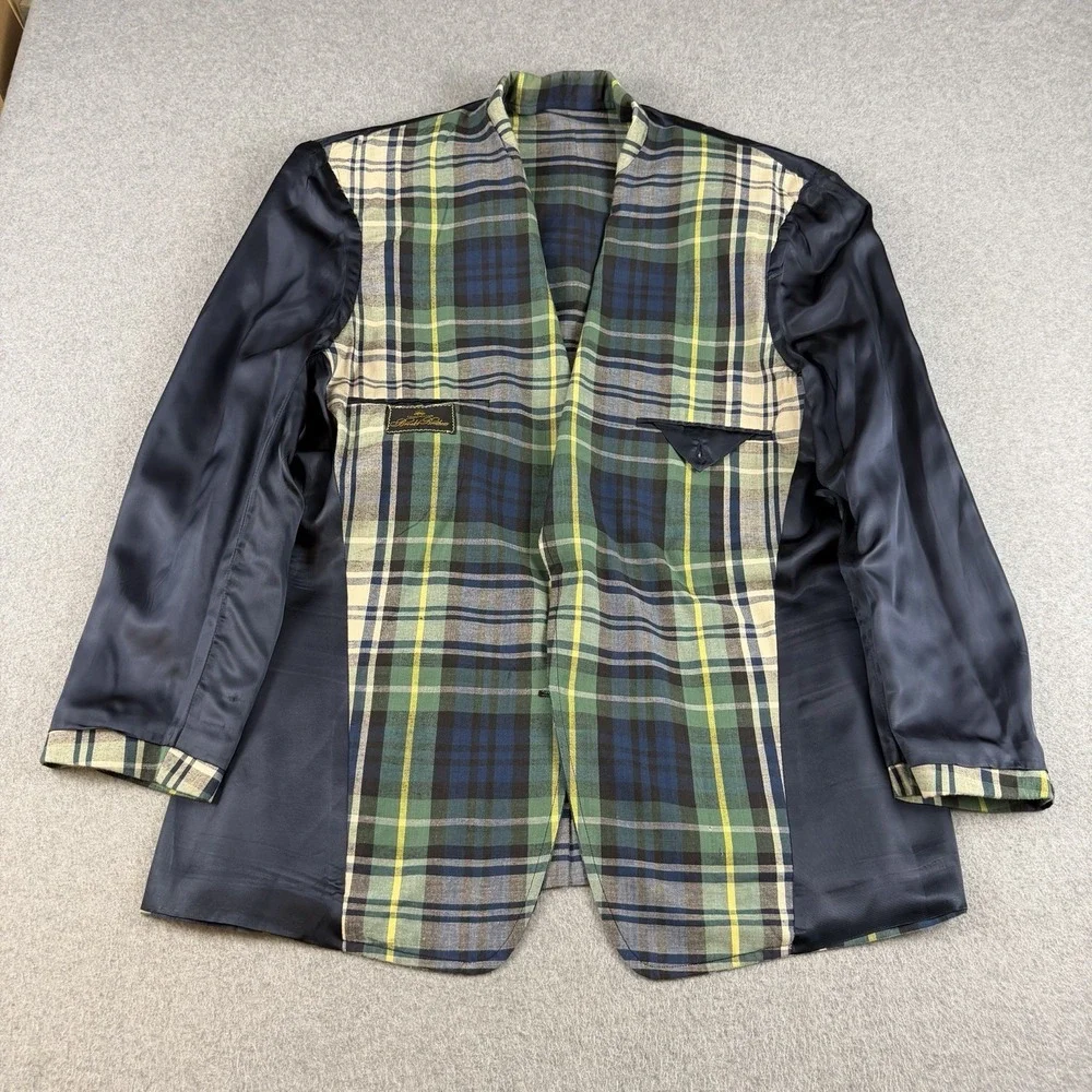Vintage Brooks Brothers Plaid Sport Coat Blazer USA Preppy Ivy 46R 80s